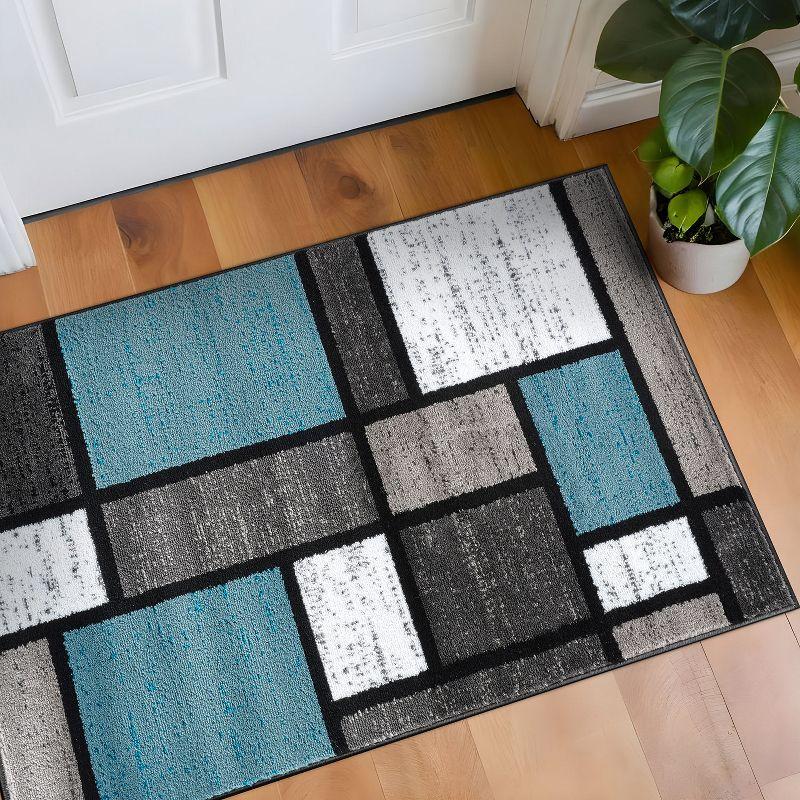 World Rug Gallery Contemporary Modern Boxed Color Block Area Rug