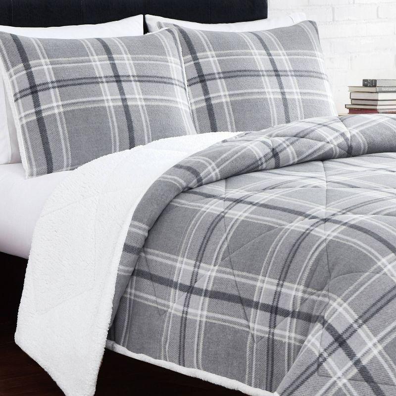 Traditional Box Stitch Plaid Comforter Set