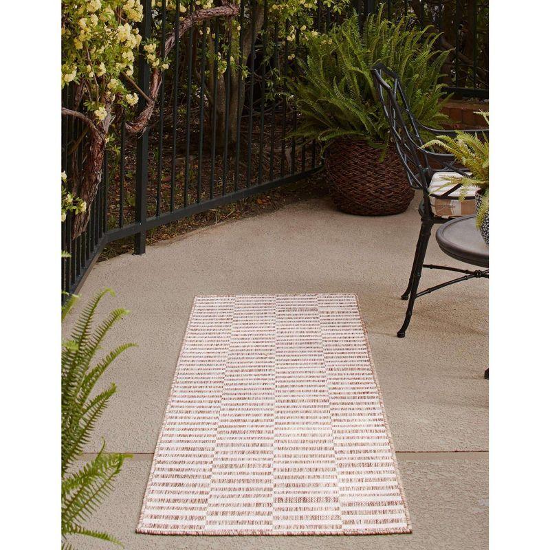 Unique Loom 2' 0 x 6' 0 Runner Indoor/Outdoor Striped Taupe Runner Rug