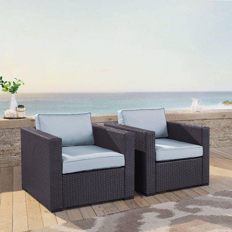 Biscayne 2pk Outdoor Wicker Chairs - Mist - Crosley