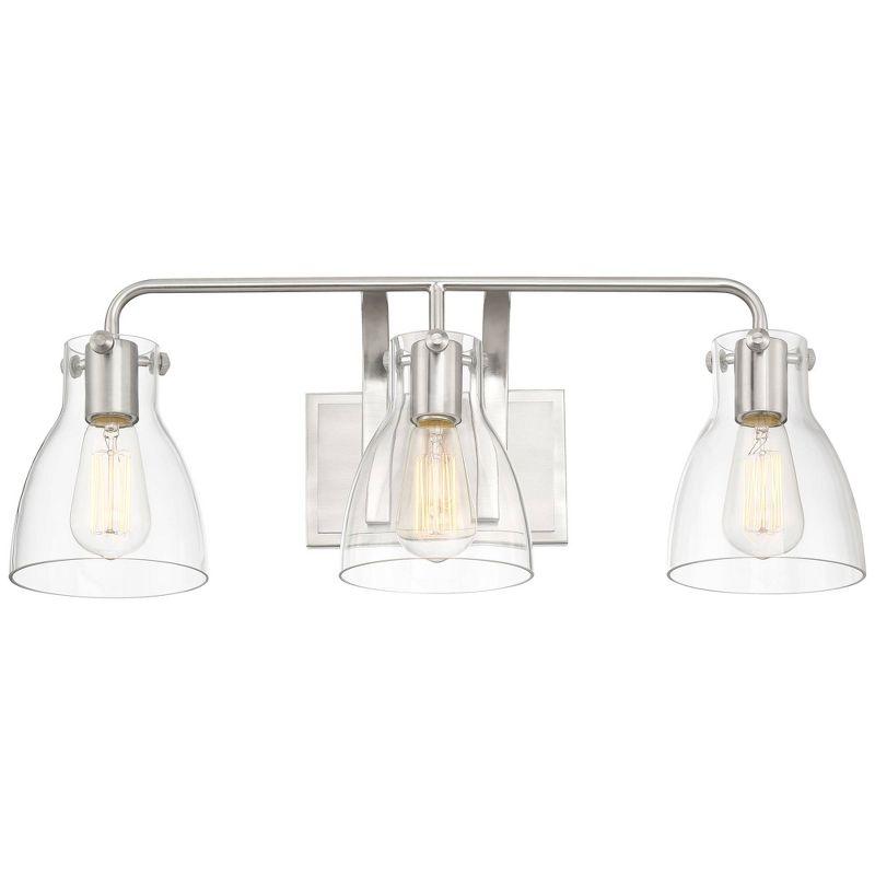 Possini Euro Design Cyn Modern Wall Light Brushed Nickel Hardwire 23 3/4" 3-Light Fixture Clear Glass for Bedroom Bathroom Vanity Living Room Hallway