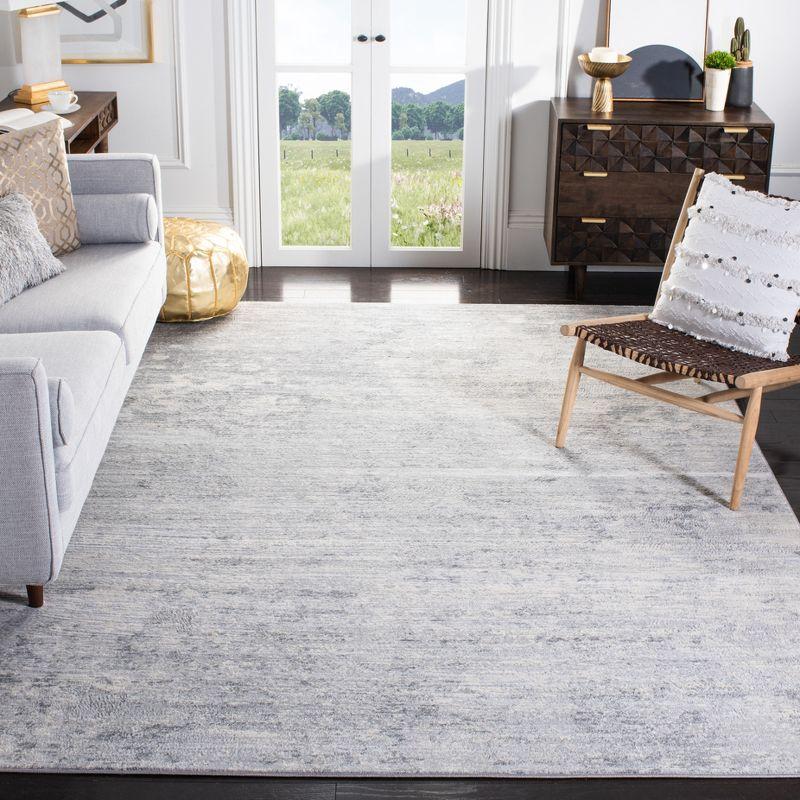 Elegant Gray Synthetic 9' x 12' Hand-Knotted Area Rug