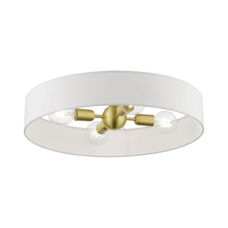 Livex Lighting Venlo 4 - Light Semi-Flush Mount in  Satin Brass/Shiny White