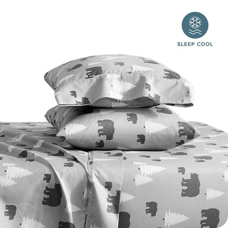 Queen Kodiak 4 Piece Printed Pattern Microfiber Sheet Set by Bare Home