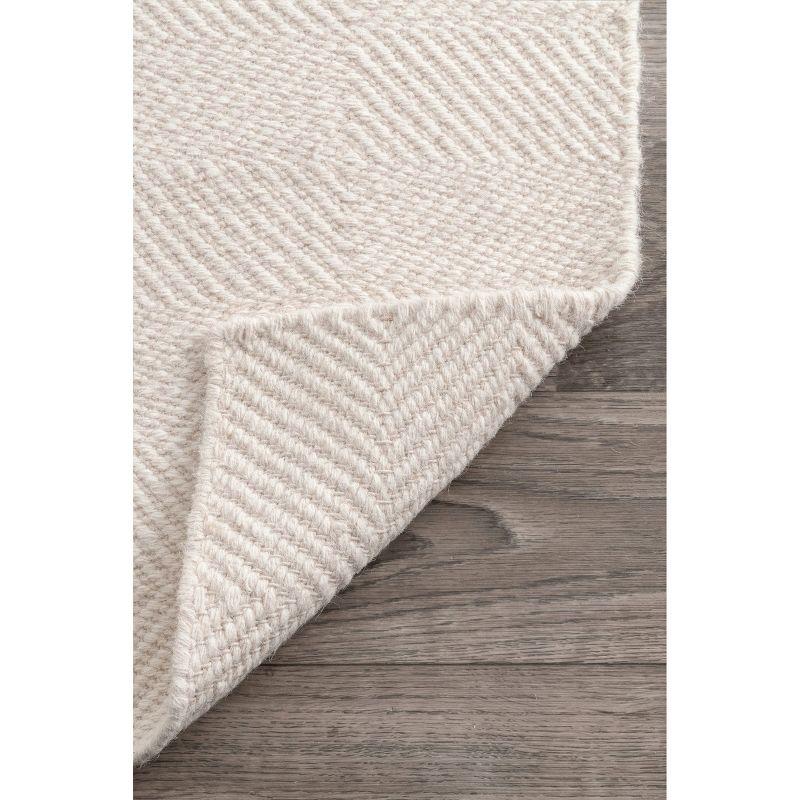 Nuloom Ago Geometric 8x10 Wool Indoor Area Rug for Living Room Bedroom Dining Room Kitchen, Cream/Ivory