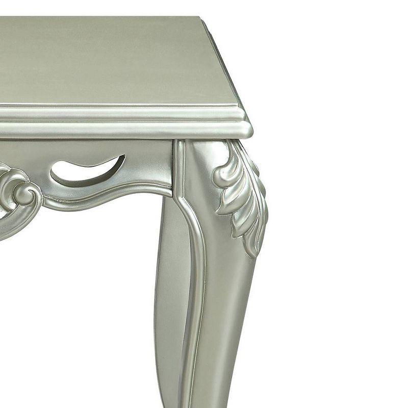 27" Qunsia Accent Table Champagne Finish - Acme Furniture: Wood Composite, Curved Legs, No Tools Assembly