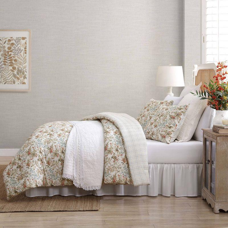 Bramble 100% Cotton Comforter Set Floral Beige - Laura Ashley