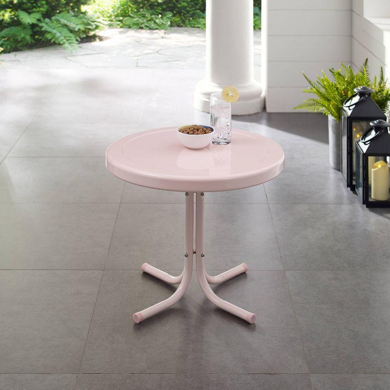 Pastel Pink Retro Steel Outdoor Side Table