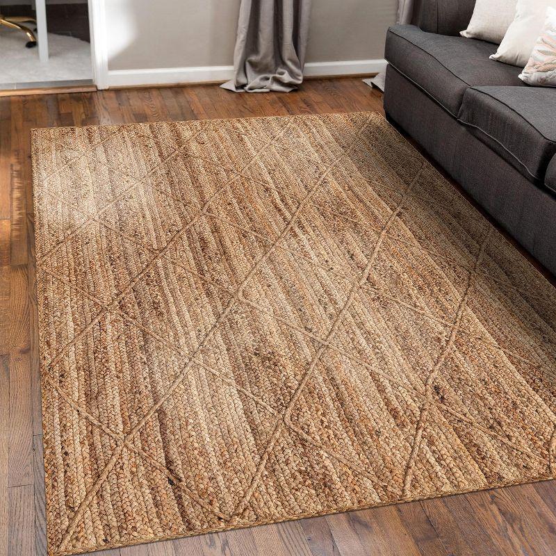 Handmade Braided Natural Jute & Cotton 5'x8' Brown Area Rug