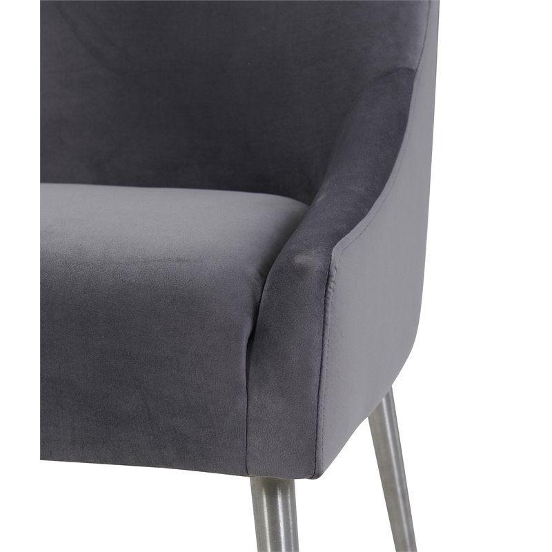 TOV Furniture Beatrix 19" Transitional Velvet Side Chair in Gray/Silver