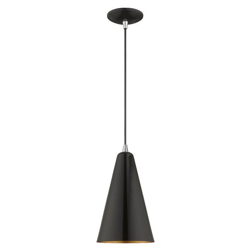 Livex Lighting Metal Shade 1 - Light Pendant in  Shiny Black