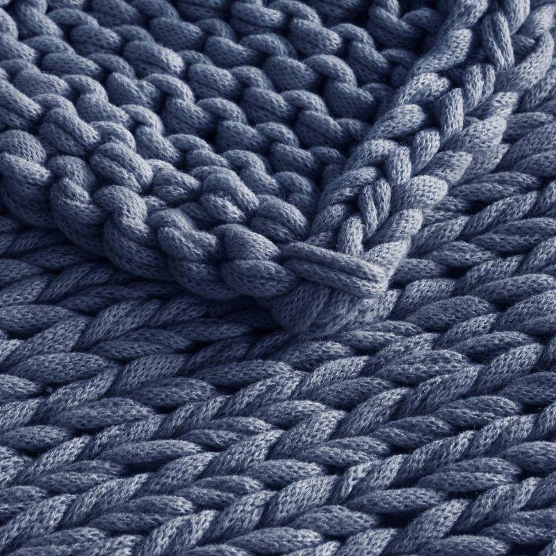 Indigo Bliss 50"x60" Handmade Chunky Knit Throw