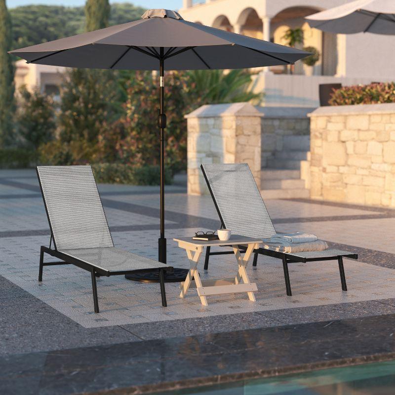 Brazos 62.5'' Adjustable Outdoor Chaise Lounge in Black/Gray