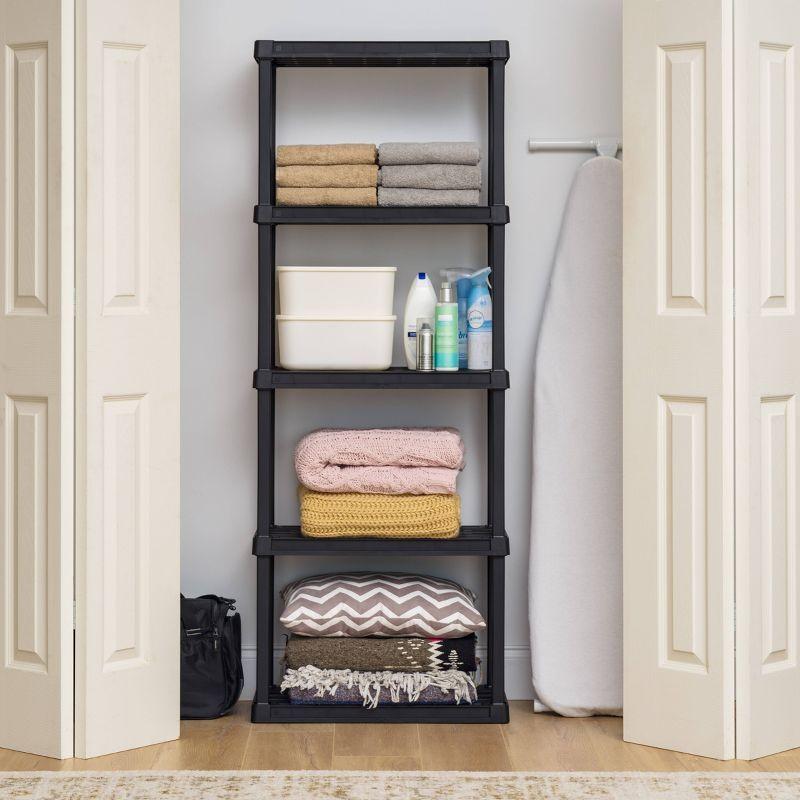 Black 5-Tier Plastic Utility Storage Shelf