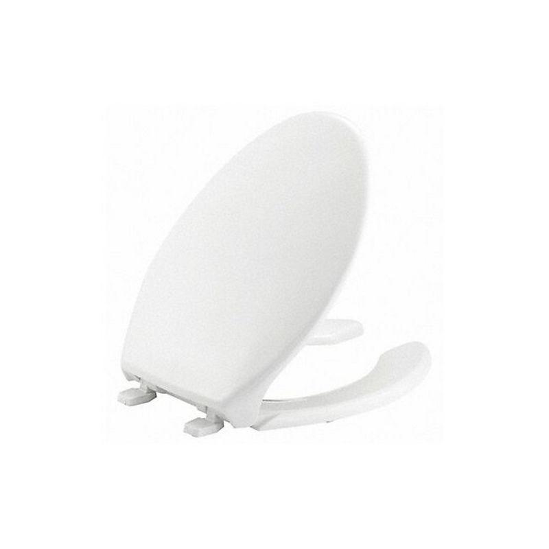 Bemis 7B1950 000 BEMIS 1950 Commercial Heavy Duty Open Front Toilet Seat with Cover, ELONGATED, Plastic, White