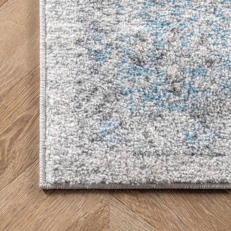 Aqua Blue Rectangular Synthetic Easy Care Area Rug