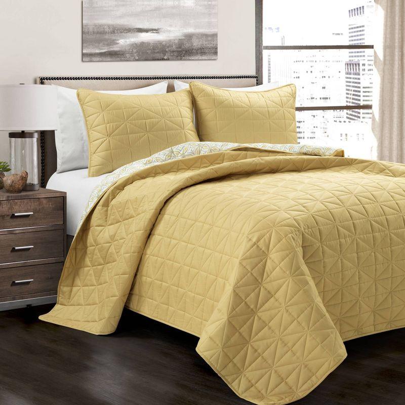 King Yellow Reversible Microfiber Quilt Set