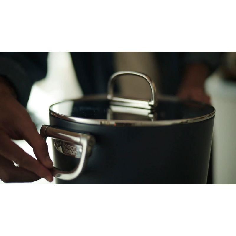 Joseph Joseph Joseph Joseph Space Ceramic Non-Stick 8.5 Qt. Stock Pot with Folding Handles and Lid