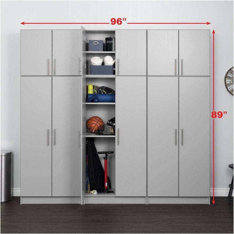 Prepac 96" Elite with 6 Storage Cabinet Set Light Gray: Laminated Wood Composite, 30 Shelves, 10 Doors