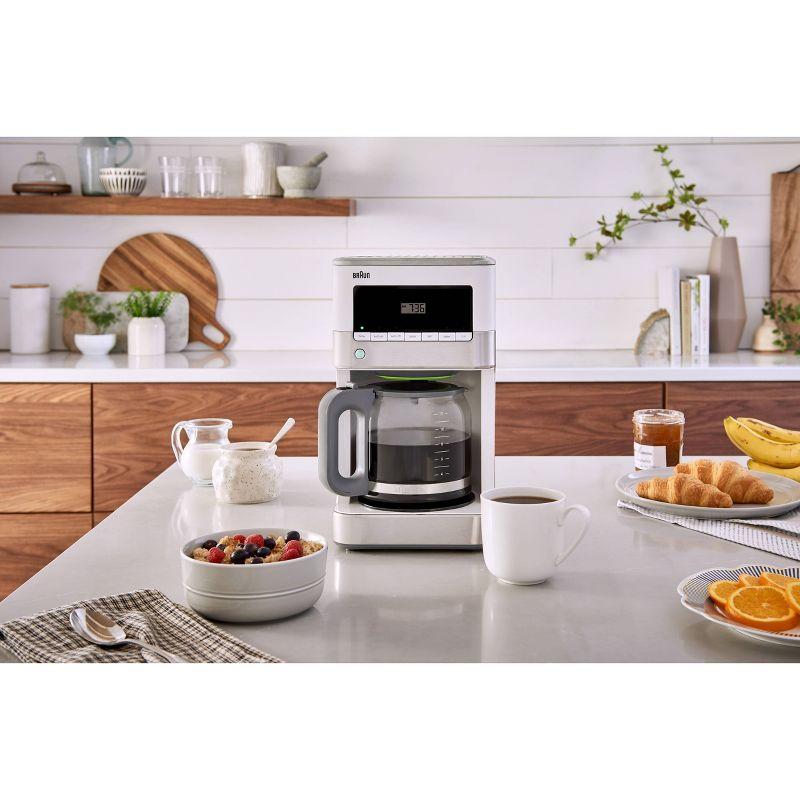 Braun BrewSense 12-cup Drip Coffee Maker - KF6050WH - Stainless Steel/White: Automatic Shut-Off, Glass Carafe, 1000W