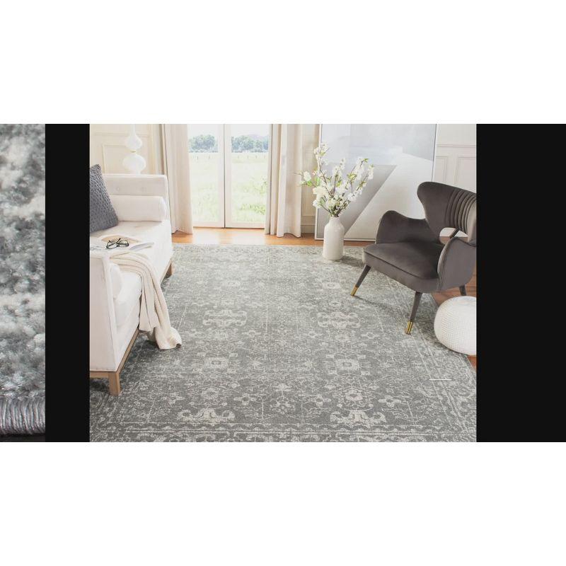 Silver and Ivory Rectangular Synthetic Area Rug