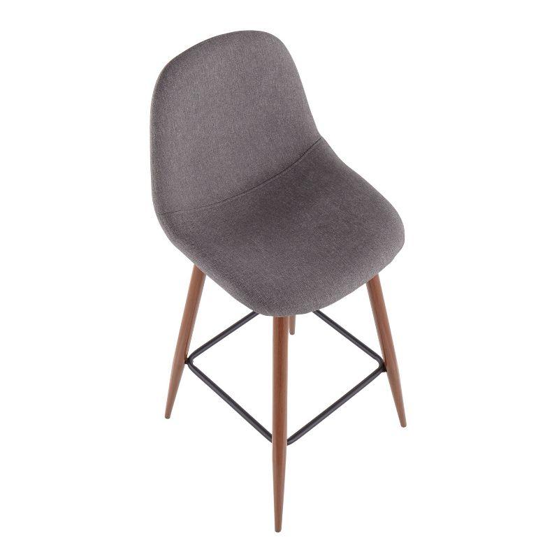 Set of 2 Pebble Mid-Century Modern Barstools Walnut/Charcoal: Steel Frame & Upholstered Seat - LumiSource