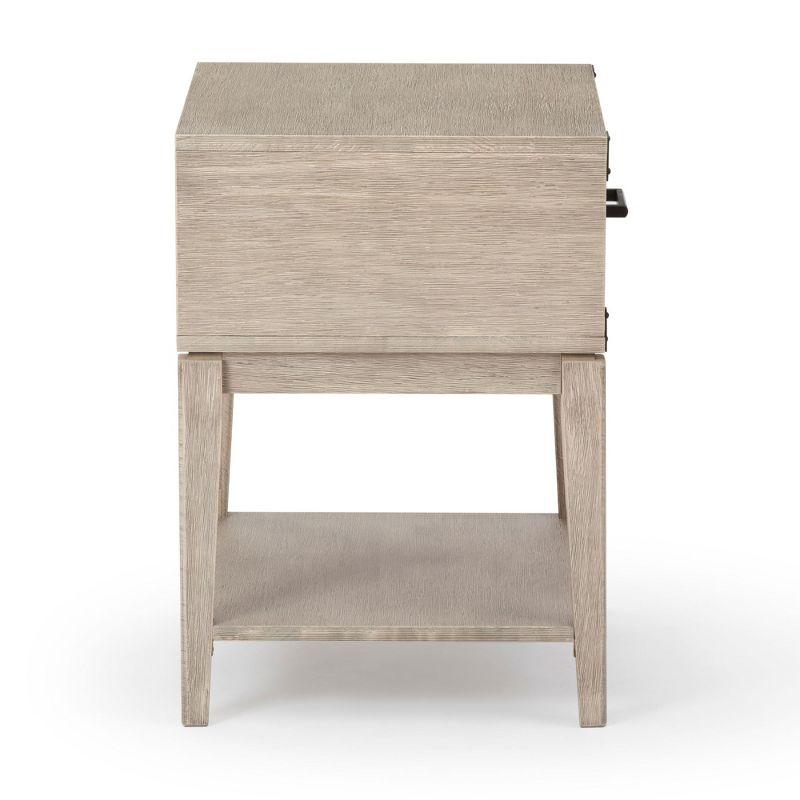 Plank+Beam Solid Wood Nightstand with 1 Drawer, Contemporary Side Table for Bedroom, Seashell Wirebrush