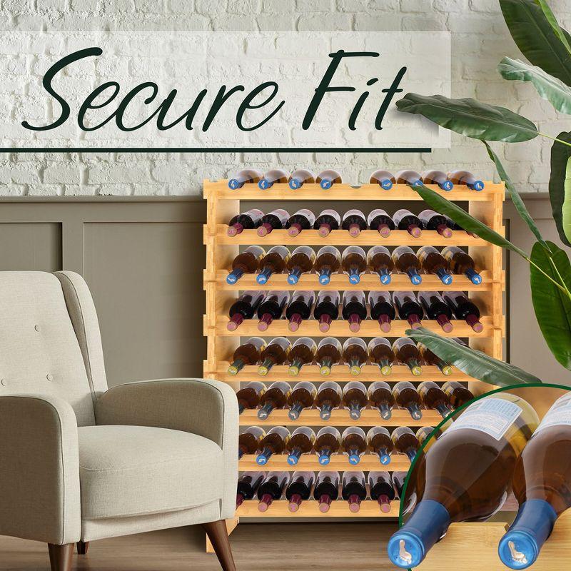 SereneLife 72 Bottle Stackable Bottle Rack, Brown