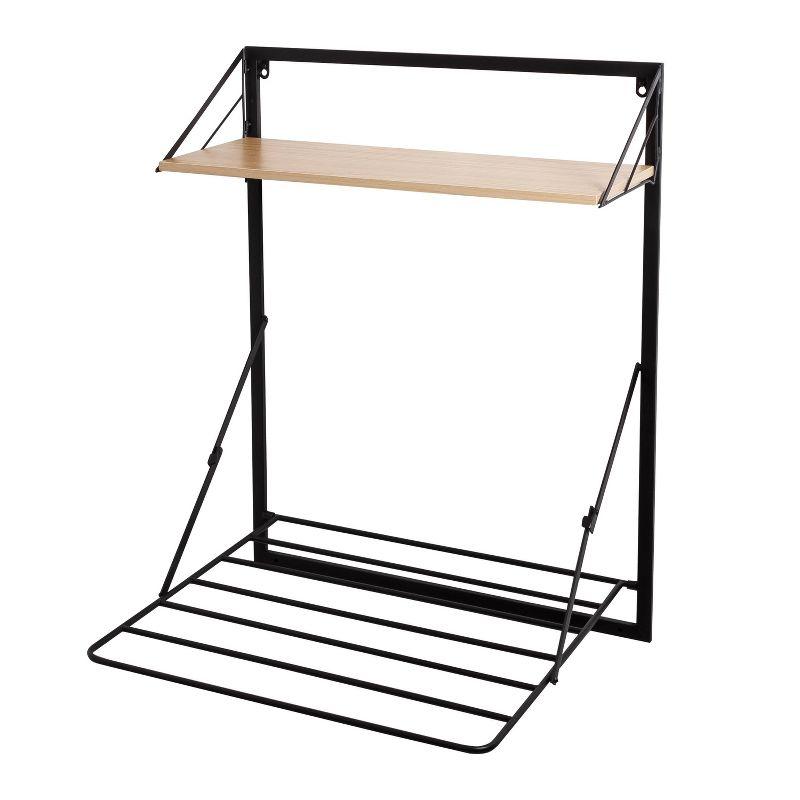 Honey-Can-Do Laundry Shelf with Drying Rack Combo Light Oak