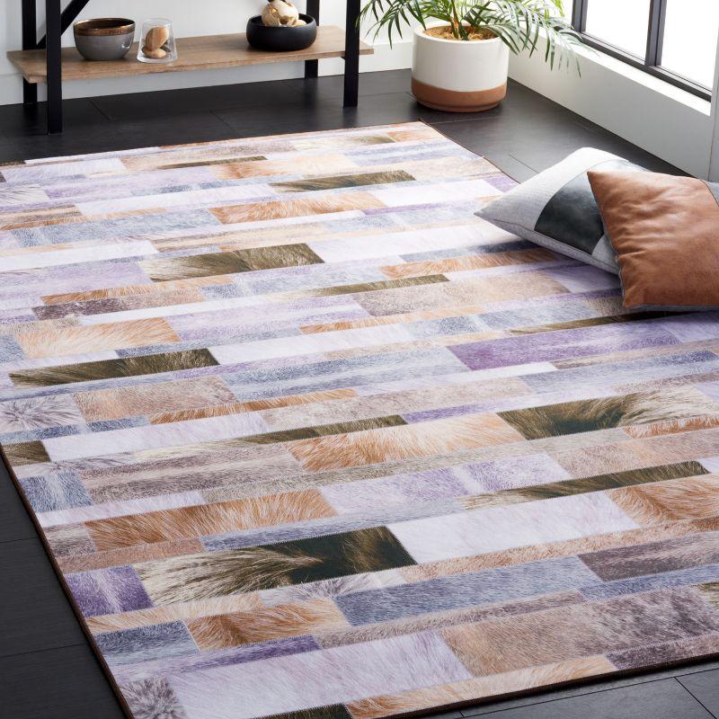 Multicolor Faux Fur Rectangular Washable Area Rug