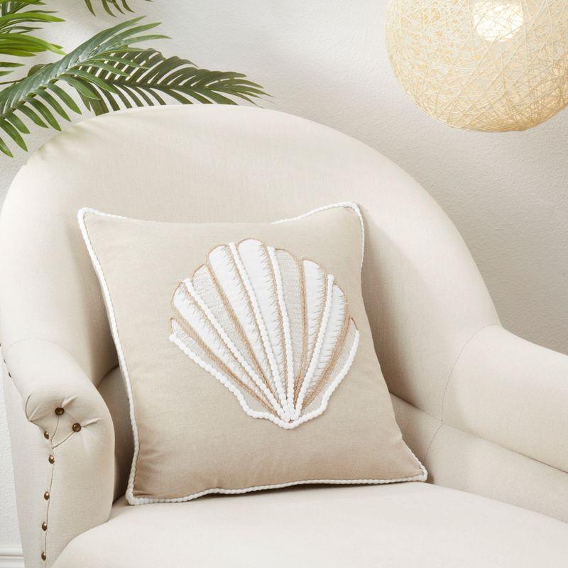 Saro Lifestyle Sandy Shore Seashell Down Filled Throw Pillow