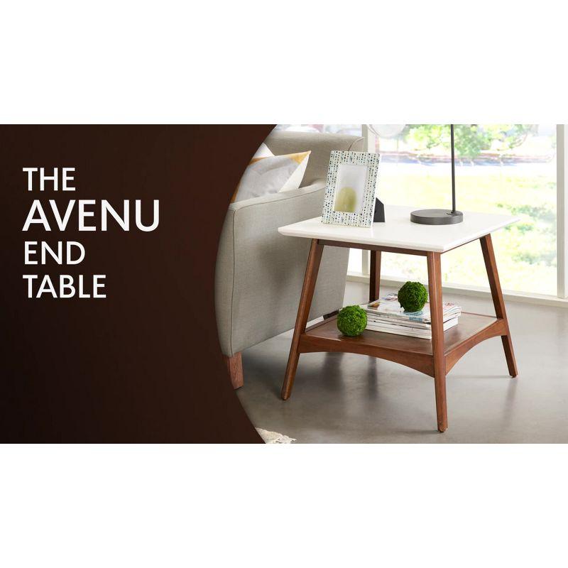 Avenu Mid-Century Off-White and Pecan Square End Table