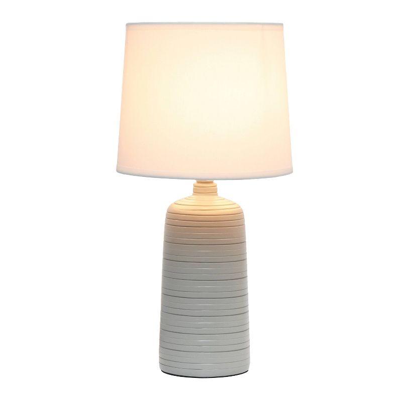 Textured Linear Ceramic Table Lamp Gray - Simple Designs