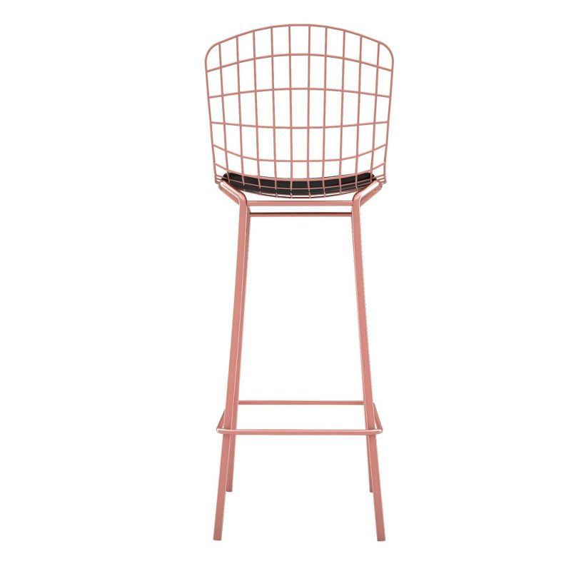 Set of 2 Rose Pink Gold and Black Metal Barstools