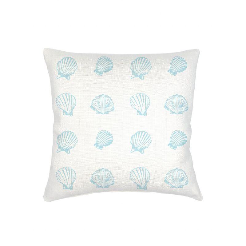 Aqua Shell Printed Linen Euro Pillow with Down Alternative Insert