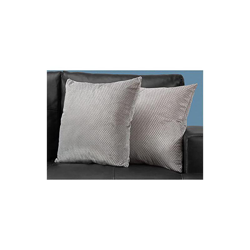 Monarch Specialties Pillows Set Of 2 18 X 18 Square Insert Included Decorative Throw Accent Sofa Couch Bedroom Polyester Hypoallergenic Grey Modern