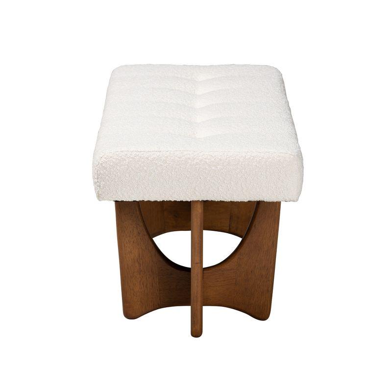 Baxton Studio Theo Japandi Cream Boucle Fabric and Walnut Brown Finished Wood Bench