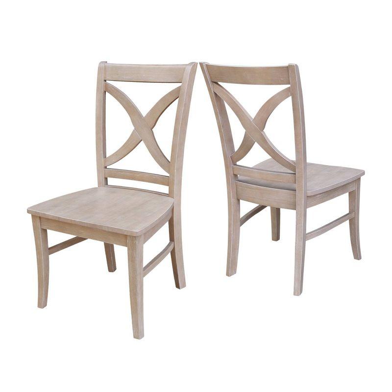 Solid Wood Cross Back Side Chair in Taupe