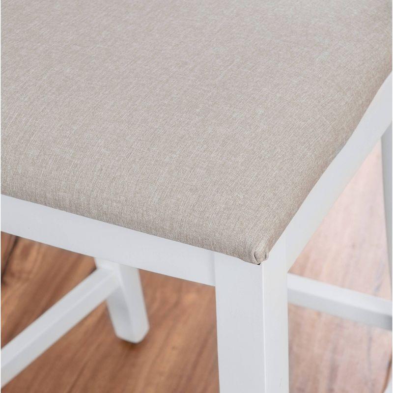 Set of 2 Flynn Ladder Back Counter Height Barstools Upholstered White - Linon: No Assembly, Solid Beechwood