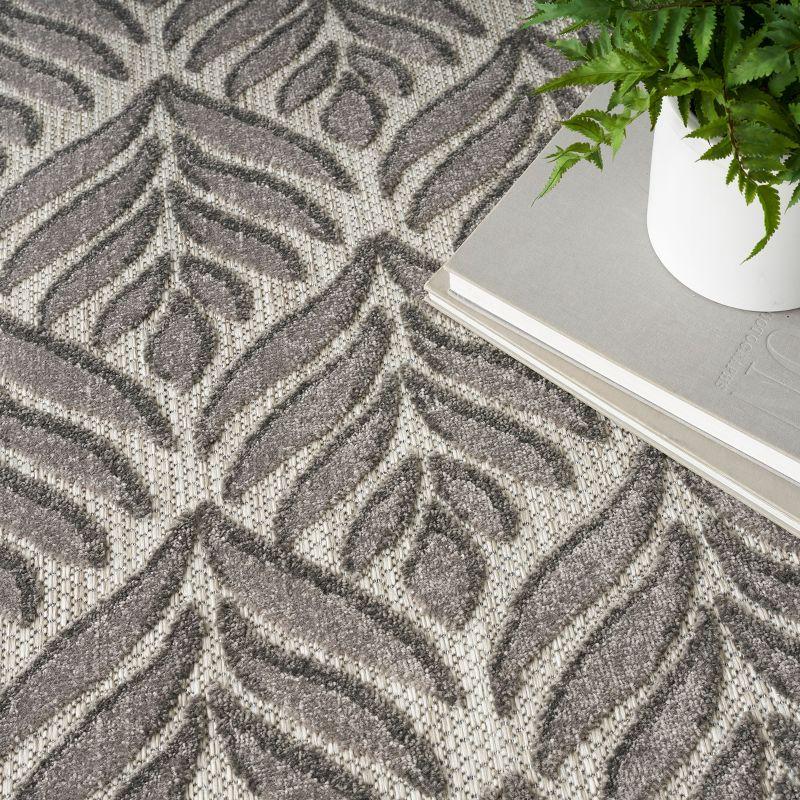 Nourison Aloha Tropical Palm Flatweave High-Low Indoor Outdoor Area Rug Charcoal 9' x 12'