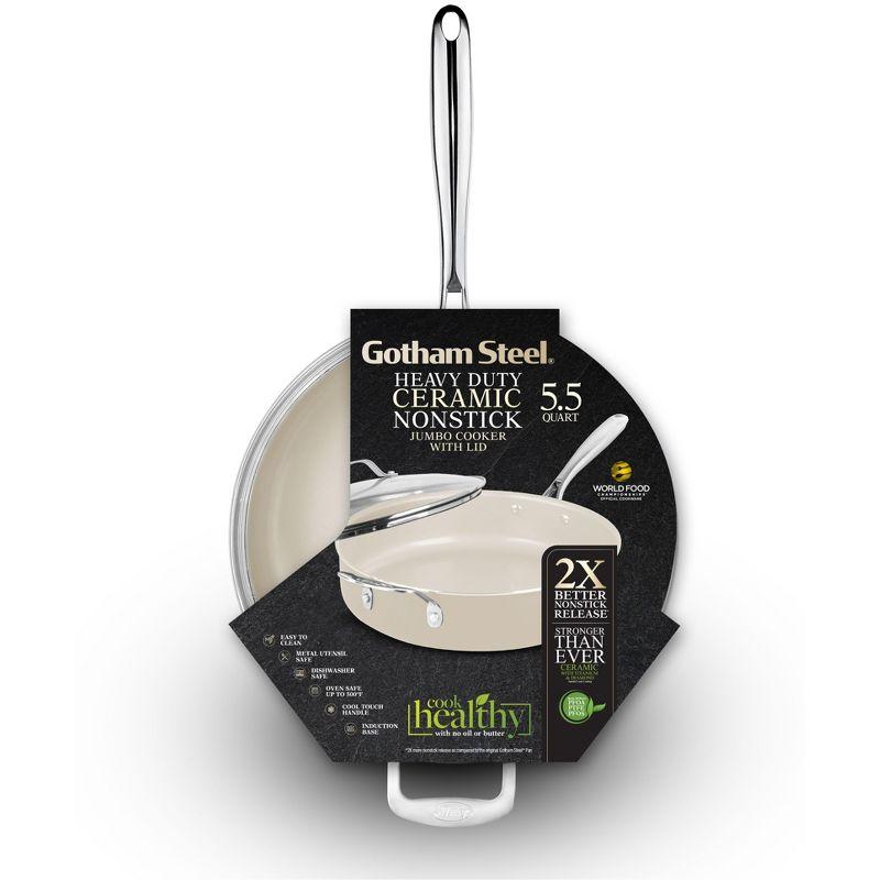 Gotham Steel Gotham Steel Naturals Cream Ultra Nonstick Ceramic 5.5 Qt Jumbo Cooker Pan with Lid