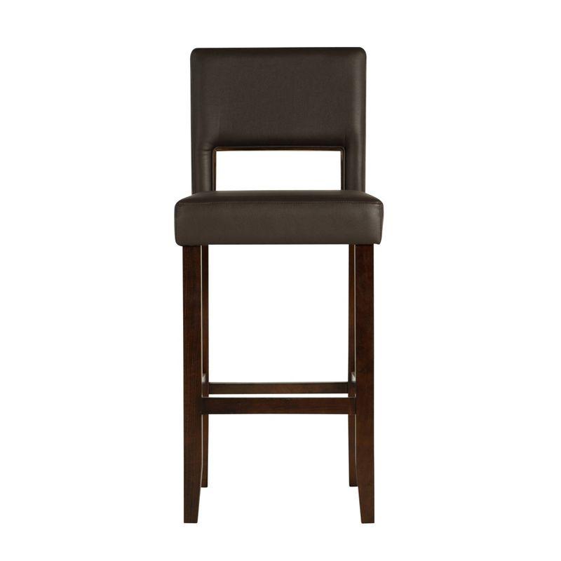 Linon 30" Vega Padded Back and Seat Faux Leather Barstool Hardwood/Espresso : Upholstered, Armless, Fixed Height
