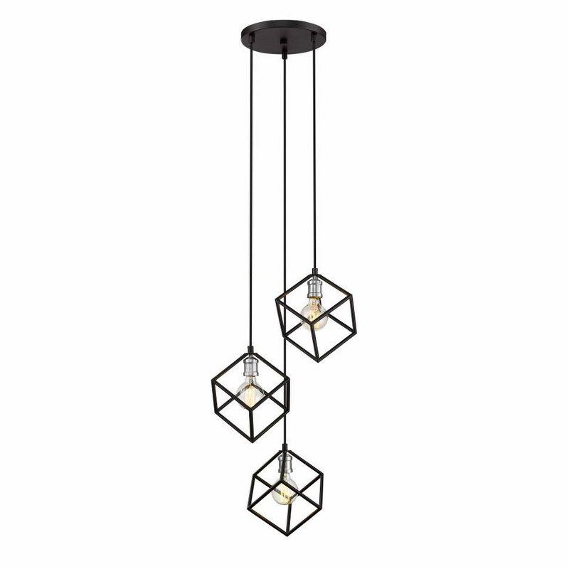 Matte Black & Brushed Nickel LED Pendant Light - 18" Width