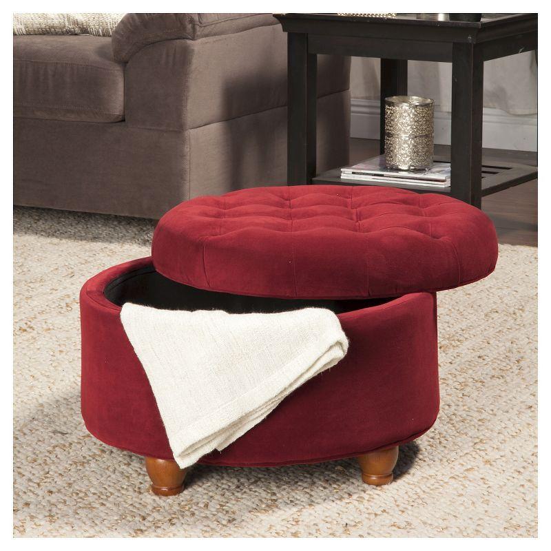 Large Round Button Tufted Storage Ottoman - HomePop