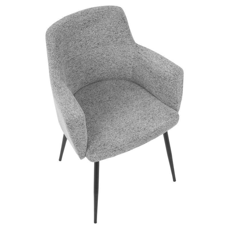 Set of 2 Andrew Contemporary Dining Accent Chairs Gray - LumiSource: Upholstered, Metal Legs, Padded Armrests