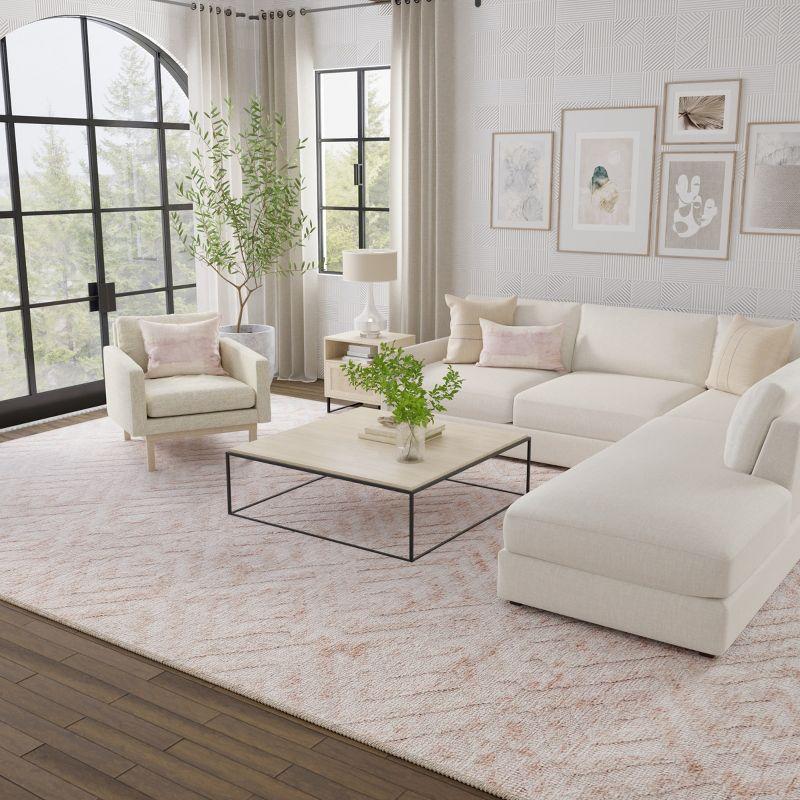 Colton Modern Diamond Pink/Ivory Area Rug