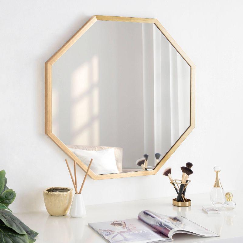 28" x 28" Laverty Octagon Wall Mirror Gold - Kate & Laurel All Things Decor