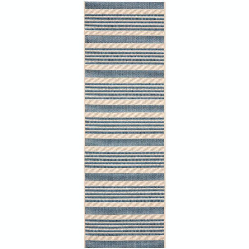 Courtyard CY6062 Power Loomed Indoor/Outdoor Runner Rug - Navy/Beige - 2'3"x10' - Safavieh.