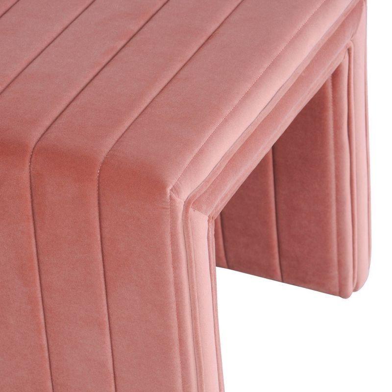 Modern Channel Ottoman Blush Velvet - HomePop: Upholstered, Tufted, Luxury Seating