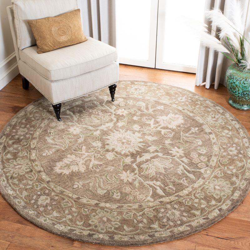 Anatolia AN585 Hand Tufted Indoor Area Rug - Grey/Dark Grey - 6' Round - Safavieh